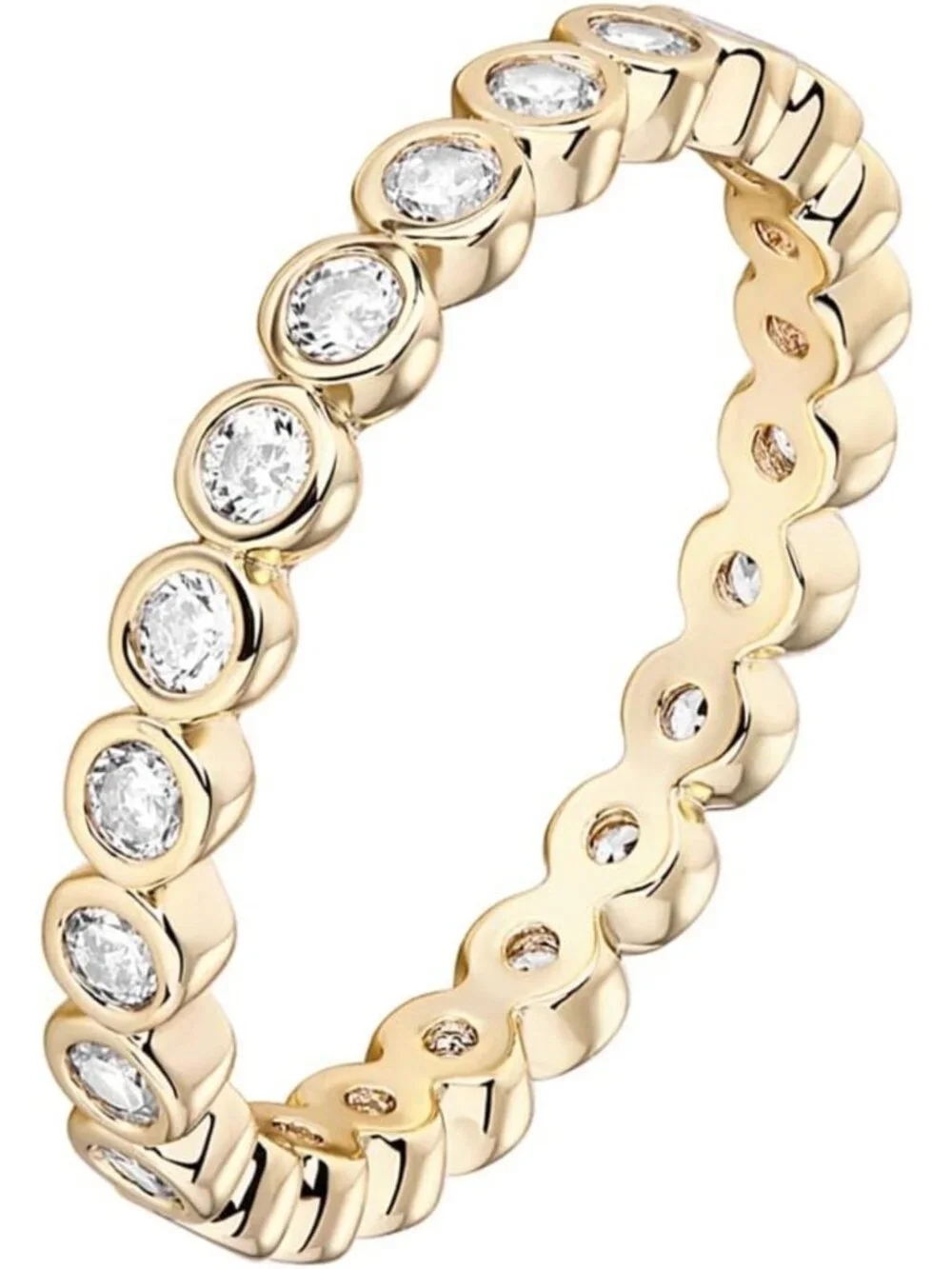 14K Gold Plated Stackable Rings with Cubic Zirconia - Elegant Love Ring for